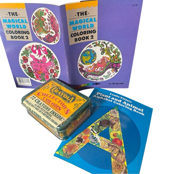 VTG NOS Gifting Bundle Collector Tin Crayola Crayons w/2 Artisan Coloring Books - Picture 3 of 11